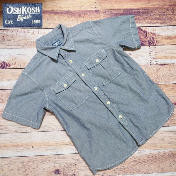 OSHKOSH B'gosh オシュコシュビゴッシュ 半袖シャツ 半袖　グレー　ボタンシャツ　キッズ　子供服　カジュアル　