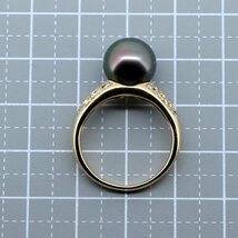 タサキ ブラックパール ダイヤモンド リング 指輪 16.5号 11.0ミリ 0.38ct K18YG(18金 イエローゴールド) 質屋出品_画像7