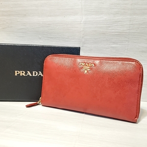 1710 PRADA プラダ 1M0506 SAFFIANO METAL FUOCO ラウンドジップ 長財布 ラウンドファスナー ジッピー サフィアーノ レザー 牛革 レッド 赤