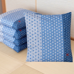  чехол на подушку для сидения 5 листов комплект сделано в Японии 55×59cm.. штамп лен. лист узор темно-синий японский традиция прекрасный стиль 