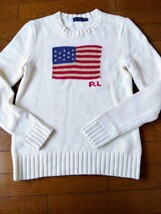 新品未着用◆名品！POLO RALPH LAUREN　フラッグ　セーター　星条旗　国旗　ニット　綿セーター　レディース　長袖　ラルフローレン_画像1