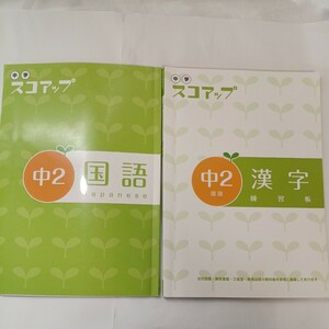 zaa-490♪中学生の教材　スコアップ　中2 国語　解答解説付＋中2 漢字(練習帳)2冊セット　最新版