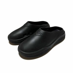 2022SS PRADA プラダ Mellow Rubber Mules フォームラバー ミュール サンダル ロゴ プレート ラフシモンズ サボ スリッパ スライド 黒