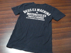 送料無料☆DEUS EX MASHINAデカロゴ半袖Tシャツ/メンズ/XS/黒/デウスエクスマキナ