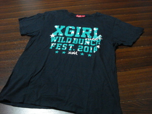 送料無料☆X-GIRLデカロゴ半袖Tシャツ/エックスガール/レディース/ネイビー/2