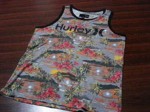 送料無料☆Hurley-X総柄タンクトップ/メンズ/M/グレー/ハーレー/ロゴ