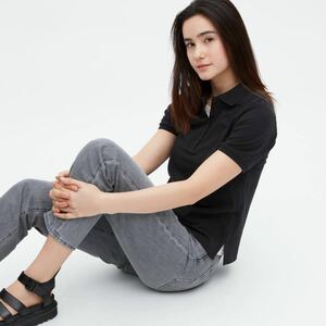 未使用★ UNIQLO ユニクロ 半袖 ストレッチカノコポロシャツ Ｌ サイズ 黒 ブラック タグ付き