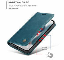セット ブルー 青 高級 手帳型 革 レザー iPhone 14 13 12 pro max mini plus 11 7 8 SE2 SE3 X XR XR 9D液晶 保護ガラス ケース_画像4