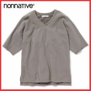 nonnative ノンネイティブ TRAINER TEE Q/S COTTON SWEAT OVERDYED オーバー ビッグ Vネック スウェット トレーナー Tシャツ カットソー 1の画像1