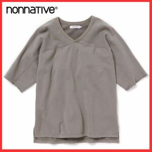 nonnative ノンネイティブ TRAINER TEE Q/S COTTON SWEAT OVERDYED オーバー ビッグ Vネック スウェット トレーナー Tシャツ カットソー 1