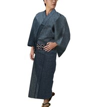 浴衣 男性用 しじら織 黒縞 綿85％ 麻15％ Lサイズ ゆかた単品 新品（株）安田屋 NO24909-3_画像1