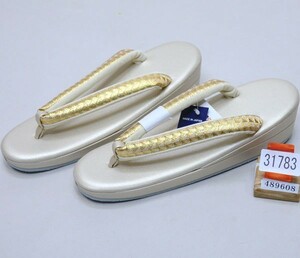  zori made in Japan high class one wheel pavilion two step zori 24.5cm L size conform pair size 23.5~25cm Gold new goods ( stock ) cheap rice field shop NO31783