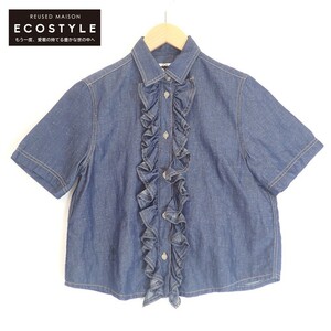  beautiful goods / domestic regular / Christian Dior Christian Dior 312B33A3539 Denim frill blouse tops 36 blue lady's 