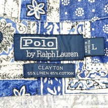 Ralph Lauren ラルフローレン CLAYTON 総柄 リネンｘコットン 半袖ボタンシャツ/ トップス L ブルー メンズ_画像3