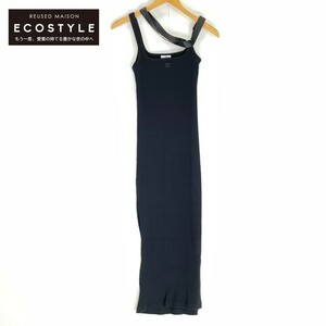 Courreges Courreges black knitted tie to tank top One-piece black S One-piece cotton lady's used 