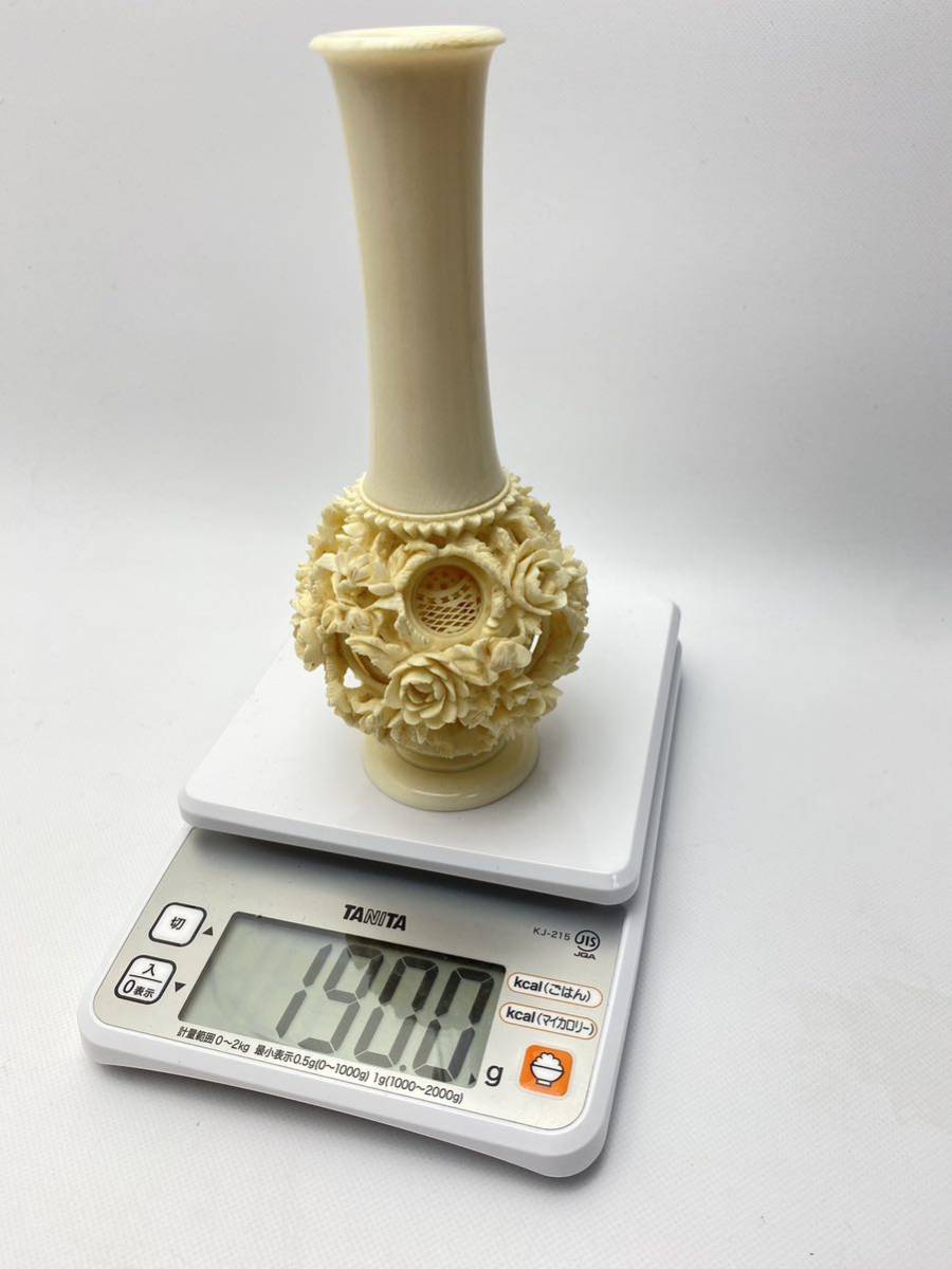 M03 象牙風超大型3560g 高さ20cm マンモス彫刻材根付材古置物美術品