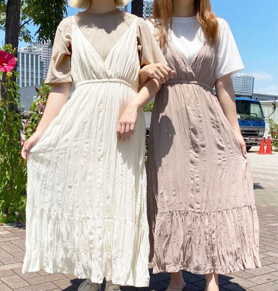 キャミワンピース シースルー シフォン クリンクルキャミワン