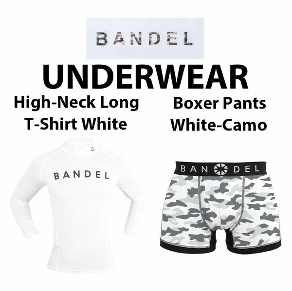 新品 BANDEL 2点セット ハイネック 長袖 Tシャツ+ボクサーパンツ 白 Sサイズ