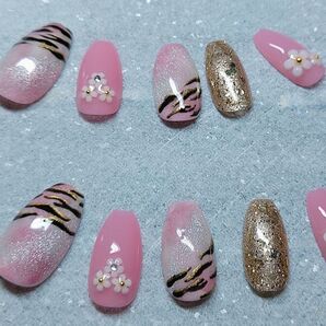 35ネイル ゼブラ ピンク