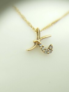 アガット　　agete　　イニシャル Ｋ ダイヤモンド　 0.03ct ネックレス　　k10