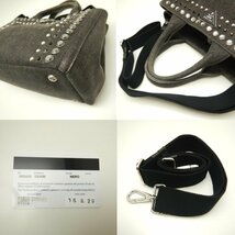 プラダ PRADA カナパ 1BG439 トートバッグ 2WAY デニム ビーズ NERO ブラック / 050762【中古】_画像6