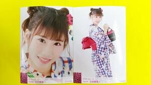 NMB48石田優美【SHOP月別ランダム生写真2種コンプ】2018.July-共通柄A+B◆2018年7月ヨリヒキ◆浴衣◆Cなし