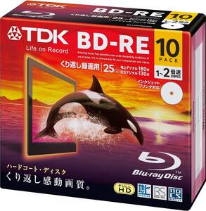 新品10枚パック TDK 繰り返し録画 ブルーレイディスク ホワイトワイドプリンタブル 5mmスリムケース BD-RE 25GB 1-2倍速 BEV25PWA10A