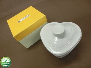 【O-5233】美品 LE CREUSET ルクルーゼ ル・クルーゼ Ramequin d'Amour ラムカン ダムール 蓋付 ハート型 洋食器 小鉢 外箱付【千円市場】