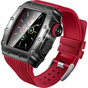 HUALIMEI メタルケース Appleウォッチバンド 44mm 保護カバー 強化ガラス シリコン 耐衝撃