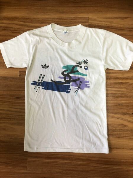 アディダスTシャツ　検)アメカジ　ビンテージ 白