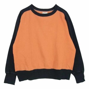 ジョーマッコイ JOE McCOY BALL PARK KNIT WEAR ラグラン切替 クルーネック スウェット トレーナー ブラック系 オレンジ系 38【中古】