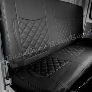 日野 エアループデュトロ 標準 トヨエース デュトロ ダイナ フロント リア シートカバー ハンドルカバー ブラックステッチ 761F/R/LM/BKの画像2
