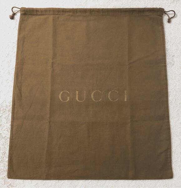 グッチ「GUCCI」バッグ保存袋 旧型（2648) 正規品 付属品 内袋 布袋 巾着袋 ブラウン 布製 厚地 52×60cm 特大サイズ