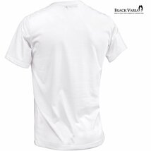 35363-s01 Tシャツ スカル ドクロ 髑髏 Vネック スリム 半袖Tシャツ プリント mens メンズ(ホワイト白スカルフラワー) M 送料370円～_画像2