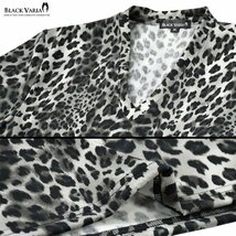 193802-gy ブラックバリア ヒョウ 豹 Vネック レオパード 日本製 スリム 半袖Tシャツ メンズ(ブラック黒グレー) L 総柄 アニマル 総柄_画像5