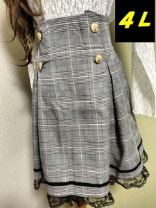 * new goods * front ... button attaching rear rubber & hem race specification × Glenn check pattern * skirt [4L]