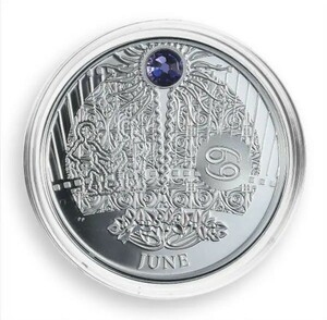 アニバーサリー・クリスタルコイン (6月) シルバープルーフ スワロフスキー 2013年 ポーランド