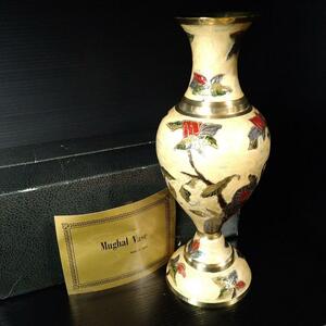 《8/12/23出品》ムガール　花瓶　アラビア　インド　フラワーベース　金属　ゴールド　アンティーク　レトロ