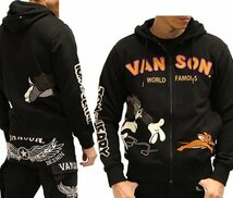 【セール価格！30％OFF！】 VANSON×TOM&JERRY　トムジェリ コラボ　裏毛F/Zパーカー　TJV-2237 ブラック サイズXL_画像3