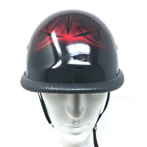 【サイズM】装飾用ハーフヘルメット（ジョッキー）PIN STRIPE-CANDY RED ピンストライプ レッド_画像6
