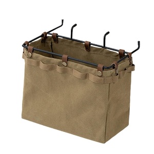 テーブル用サイドバッグ 2種類付き 綿帆布製+メッシュ 折り畳み可能 収納　ゴミ箱