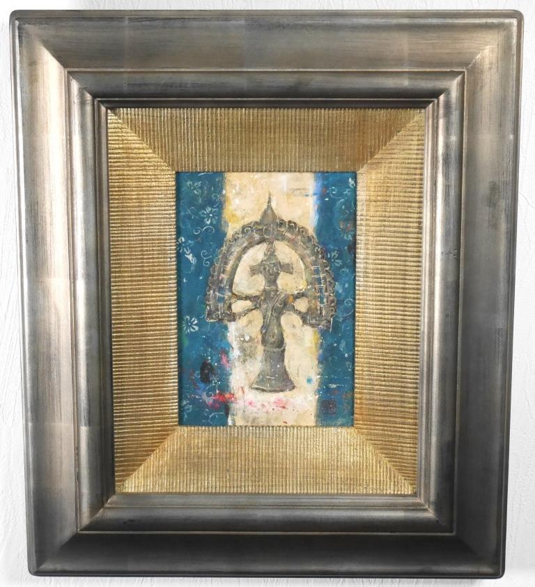 Takahiro Sasayama Statue of the Goddess: Journey to India ◆ Japanese painting ◆ Inscription and shared seal included ◆ Globally successful! Le Salon Exhibition Silver Prize! Framed, painting, Japanese painting, person, Bodhisattva