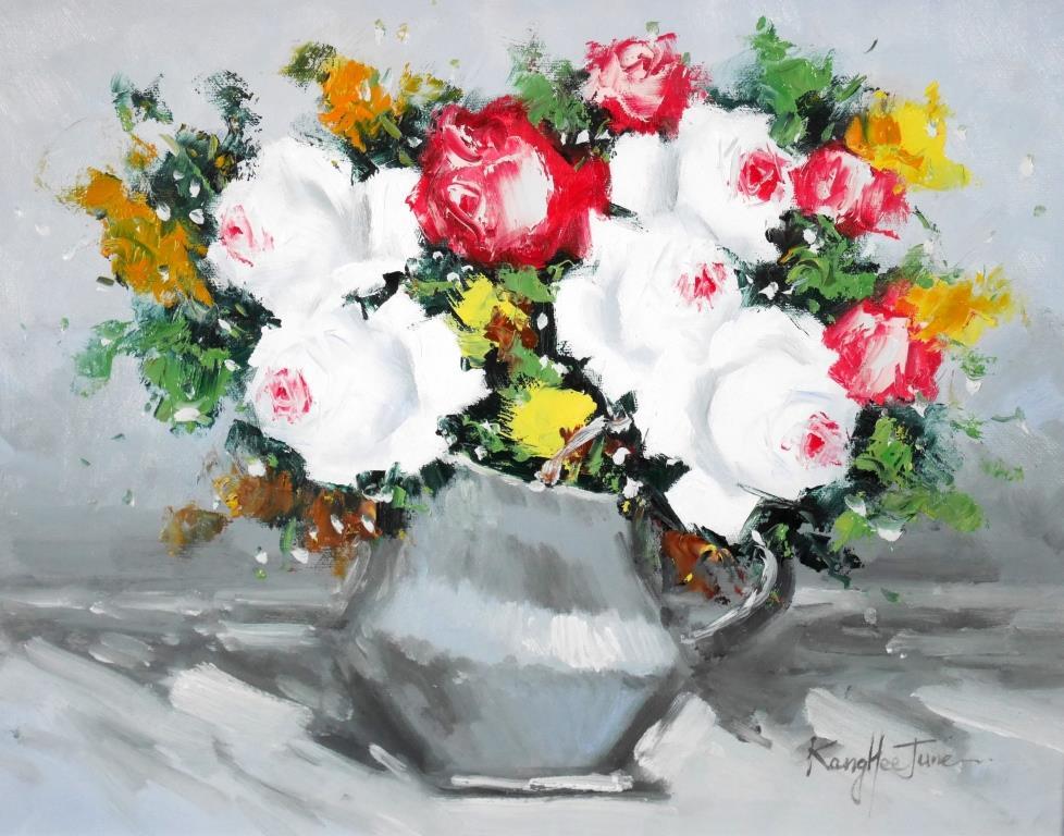 Kang Hee Jun Rose ◆ Oil painting No. 6 ◆ Autographed ◆ New Art Festival special selection! Korean talented artist! Framed, painting, oil painting, still life painting