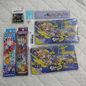 【新品】スプラトゥーン３ 色鉛筆×２ ポケモン 鉛筆１ダース×２ 定規 ポケットモンスター ピカチュウ