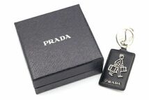 プラダ キーホルダー 2AP421 ブラック シルバー レザー メタル 中古 キーホルダー バッグチャーム メンズ PRADA_画像4