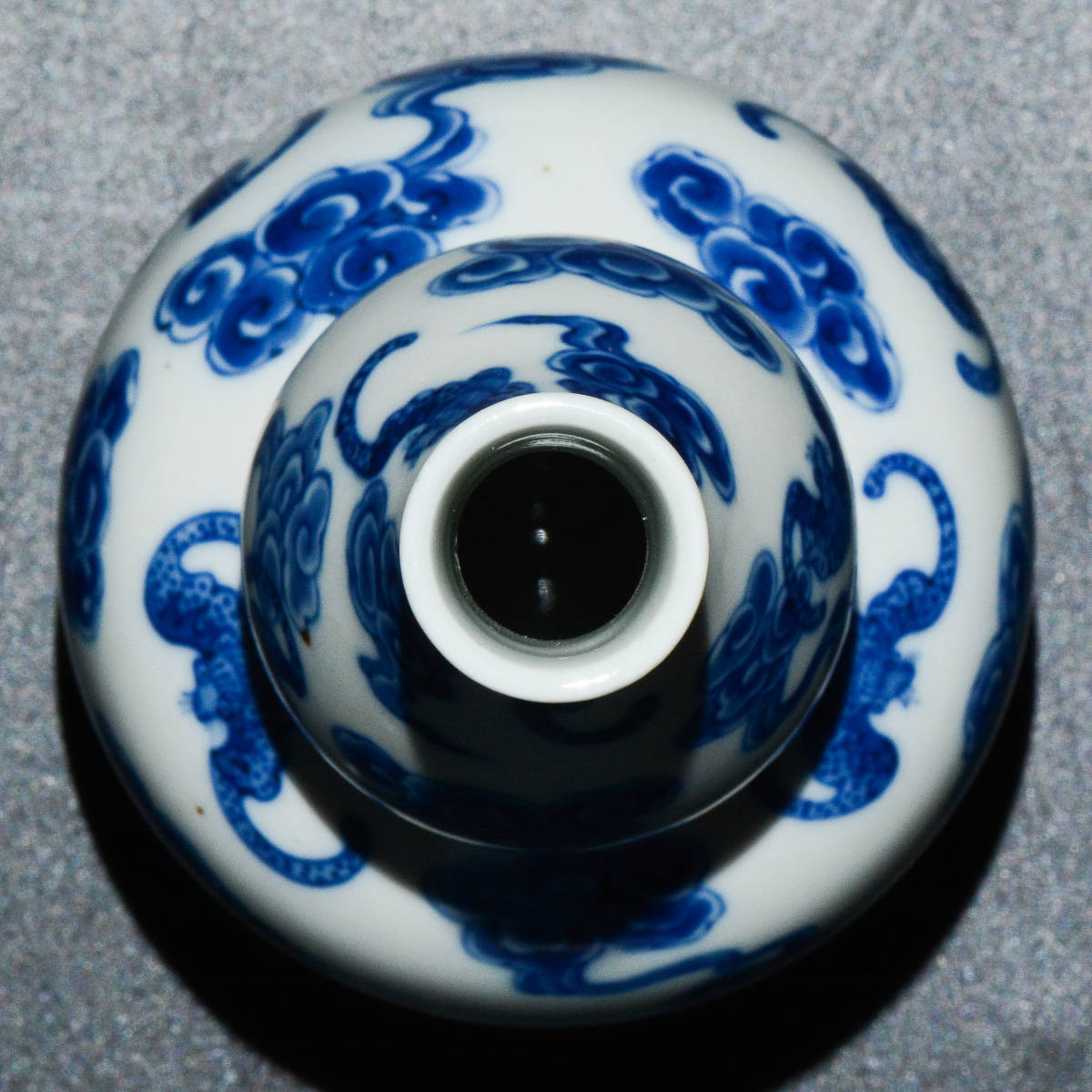 YH544 唐物清時代南京染付蝠文瓢箪形花瓶箱付康熙年製在銘陶磁器中国