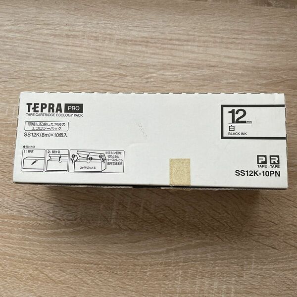 テプラ PROテープカートリッジ エコパック 簡易パッケージ SS12K-10PN 12mm 10個パック（白ラベル・黒文字）