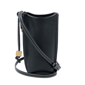  Loewe LOEWE gate pocket black leather shoulder bag lady's used 