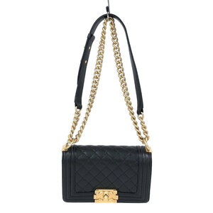 シャネル CHANEL ボーイシャネル スモール A67085 ブラック ゴールド金具 キャビアスキン ショルダーバッグ レディース 中古