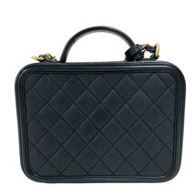 シャネル CHANEL CCフィリグリーバニティバッグ A93344 ネイビー　ゴールド金具 キャビアスキン ショルダーバッグ レディース 中古_画像2